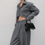 Women's Co-Ords Autumn and Winter Gray, Long Sleeve Shirt