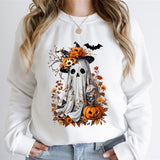Watercolor Pumpkin Spooky Ghost Print Sweatshirt Hoodie Wome