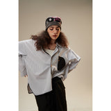 Unisex Shirt Stripe Cardigan Top