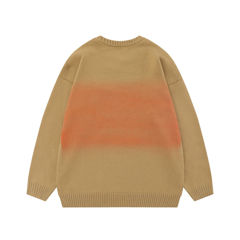 Men Sweater Gothic Embroidery Inkjet Printing Sweater