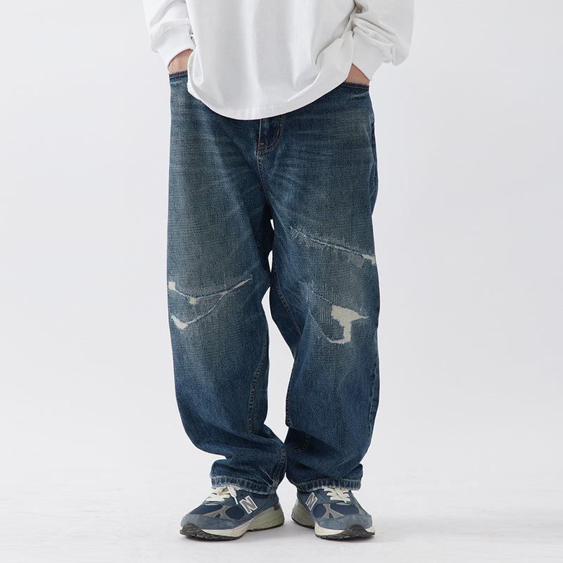Men Jeans Make Old Ripped Leisure Cargo Loose