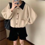 Women Knitted Cardigan Vintage Casual Loose Sweater