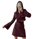 Women Co-Ords Suit Cropped Coat Top