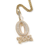Jewelry Trend Full Diamond O BLOCK Zircon Letter Pendant Necklace Word Up St. Valentine's Spectrum Royalty