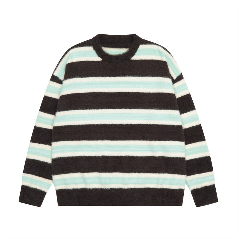Men Sweater Pattern Velvet Padded Sweater Loose Casual Sweater