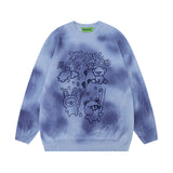 Women Sweater Cartoon Graffiti Gradient Loose Knit
