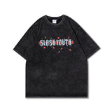 Men T-Shirt Cross Rose Print Distressed