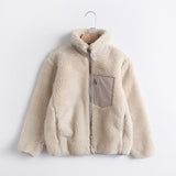 Women Cotton Coat Polar Fleece Winter Thermal Zipper Fleece-Lined Thicken Children