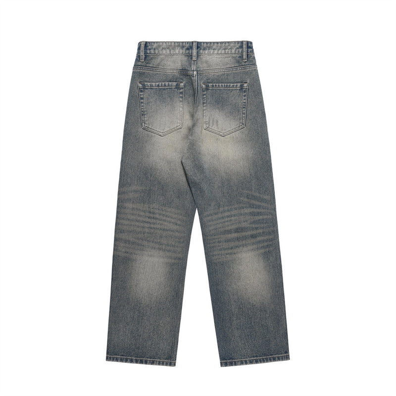 Men Jeans Retro White Loose Distressed