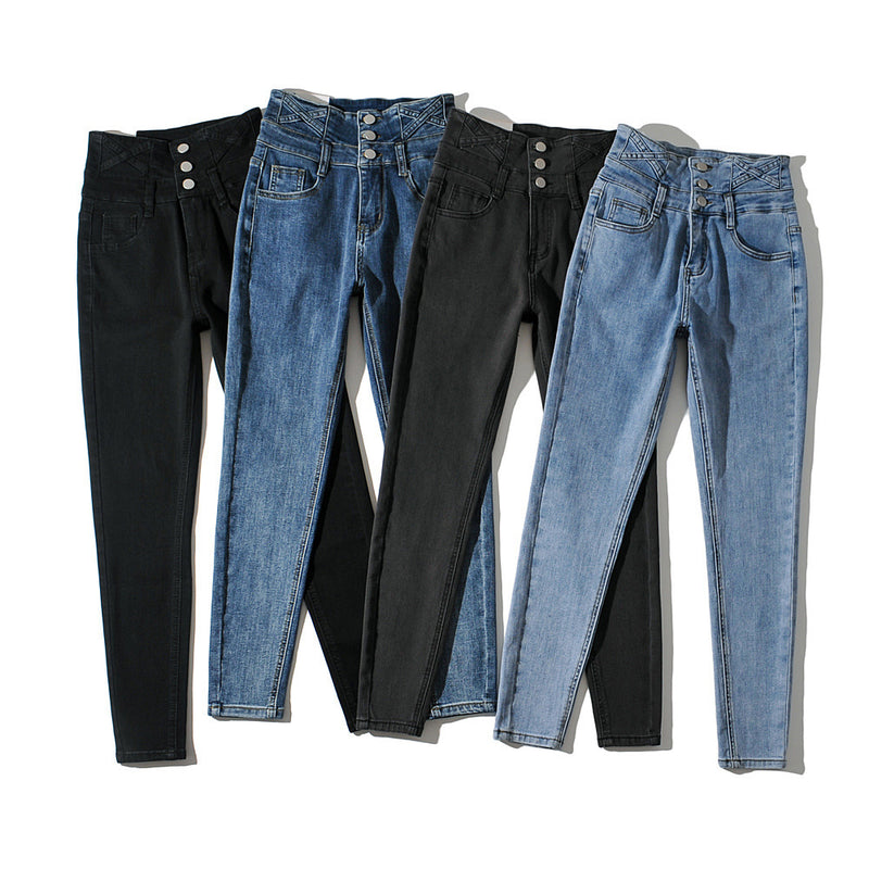 Women Jeans Slimming Breasted Fall/Winter Slim