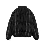Men Cotton Mixed Jacket Coat Stitching Contrast Color Striped Bread Coat Men's Winter Cotton Dress Loose Zip Coat