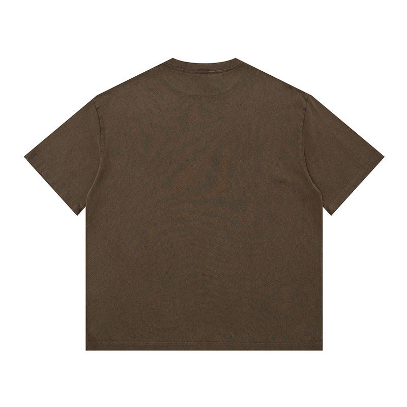 Men T-Shirt Distressed Loose Solid Color