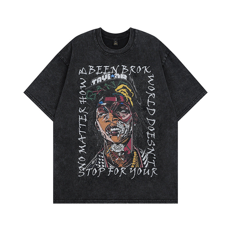Men T-shirt Portrait Printing Vintage Oversize Vintage