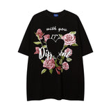 Men T-Shirt Vintage Floral Print Oversize