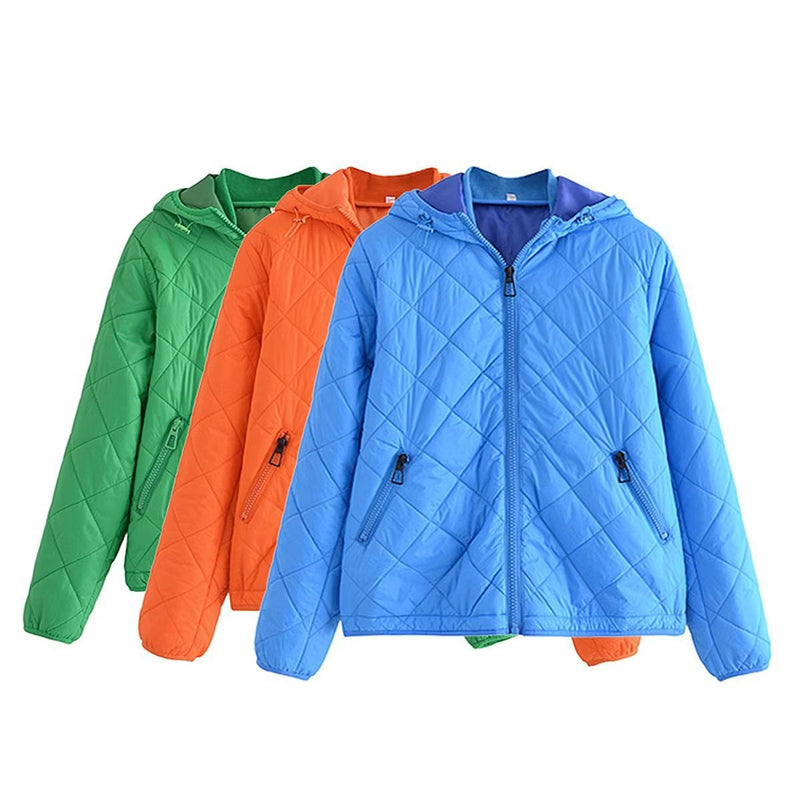 Women Cotton Coat Winter Diamond Lattice Cotton Jacket