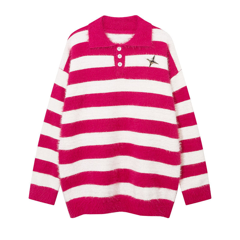 Women Sweater Striped All-Matching Couple