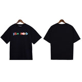 Palm Angle T Shirts Colorful Letter Logo Couple Half Sleeve Shirt