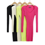Women Dresses Sexy Fake Two-Piece V-neck Dress