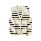 Women Vest Casual Sleeve Striped Knitted Vest