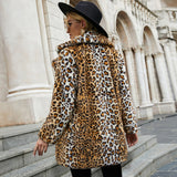 Women Fur Jacket Fashion Leopard Print Plush Coat
