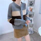 Women Knitted Cardigan Striped Knitted Jacket