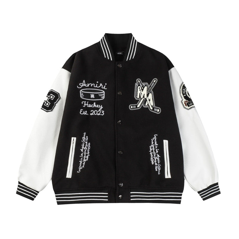 Amiri Jacket AMI Pattern Baseball Jacket Jacket Men's and Women's