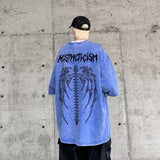 Men T Shirt Heavy Summer Loose plus Size Retro Distressed