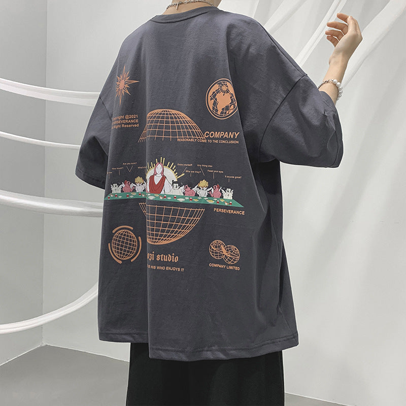 Men T Shirt Summer Loose Hip Hop Fashion