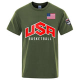 USA Basketballer Printed Street Casual T-Shirts Men Loose Ov