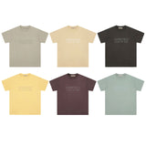 Fog Essentials T Shirts Spring Summer FOG Season 8 Flocking Letter Crew Neck Short Sleeves