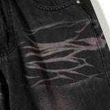 Men Jeans Retro Casual Loose Pleated Texture