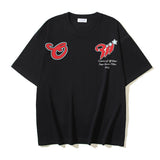 Off White T Shirts Cartoon Arrow Pattern Crew Neck Pullover Short Sleeves