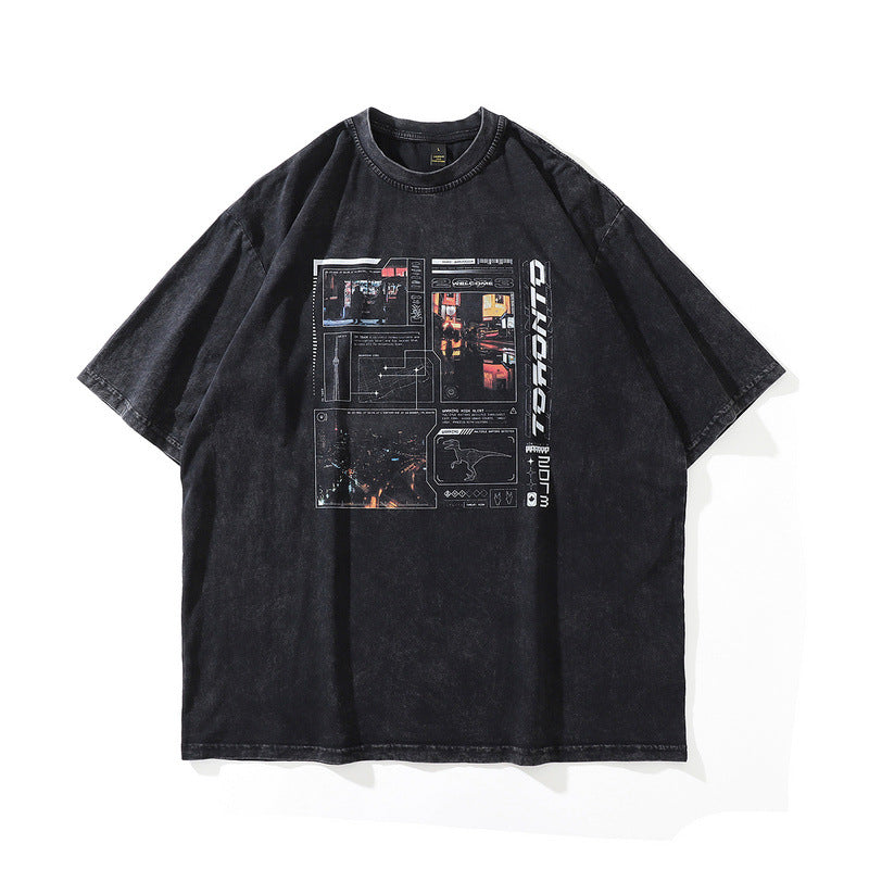 Men T-Shirt Retro Distressed Oversize Summer