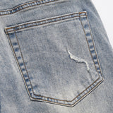 Men Jeans Vintage Washed Holes Distressed Casual Zipper Slit