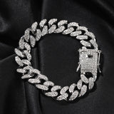 Bracelet Hip Hop 12mm Alloy Bracelet with Diamonds Cuban Chain Royalty Spectrum Cannabis