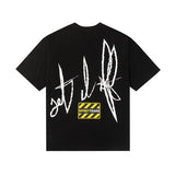 Denim Tears T Shirts Flame Wood Cotton Printed Loose Short Sleeve T-shirt