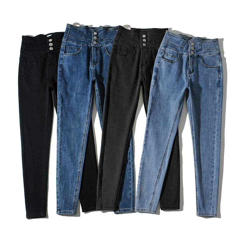 Women Jeans Breasted Skinny Slimming Slim Elastic