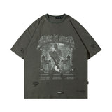 Men T-Shirt Retro Gradient Printing Loose All-Match