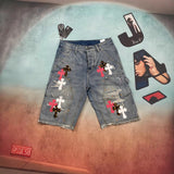 Chrome Heart Shorts Summer Tooling Denim Shorts