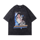Men T-Shirt Cartoon Vintage Print Distressed