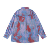 Men Long Sleeved T Shirt Plaid Long Sleeve Shirt Men's Fashion Loose Casual Spring and Autumn Shirt
