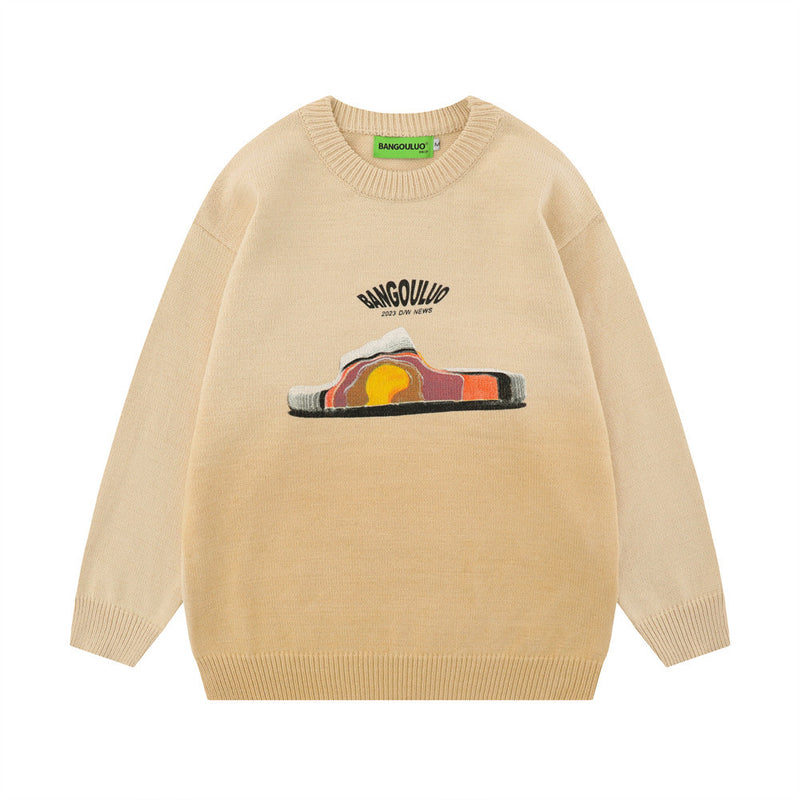 Men Sweater Inkjet Printing Loose Casual Sweater