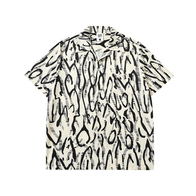 Short Sleeve Shirt Diamond Plaid Idle Style All-Match Beach
