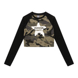 Men T-Shirt Retro Contrast Color Camouflage Slim Fit