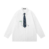 Men Long Sleeve T Shirt Men's Spring and Autumn Loose Chain Decoration Shirt