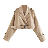 Women Trench Coat Belt Casual Trench Coat