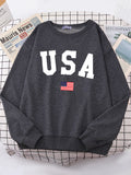 Usa American Flag Patriotic Street Hoody Women simple Oversize