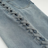 Men Jeans Loose Side Woven Stitching