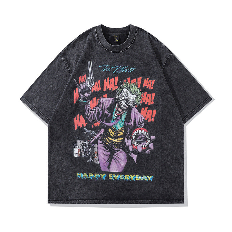 Men T-Shirt Clown Printed Distressed