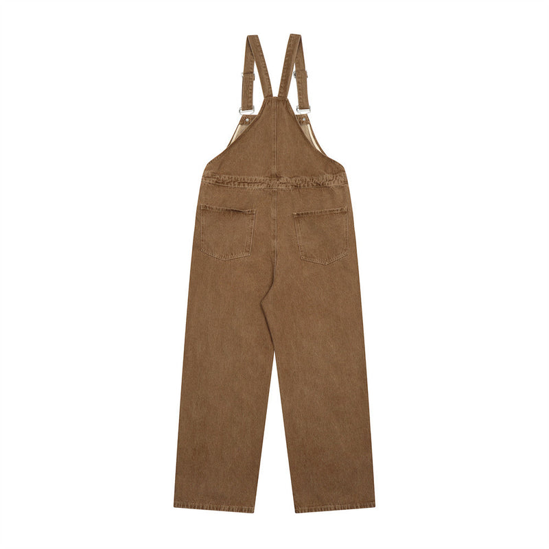 Overalls Men Jumpsuit Embroidered Workwear Denim Overalls Men's Trousers Fashion Brand High Street Casual Loose Straight
